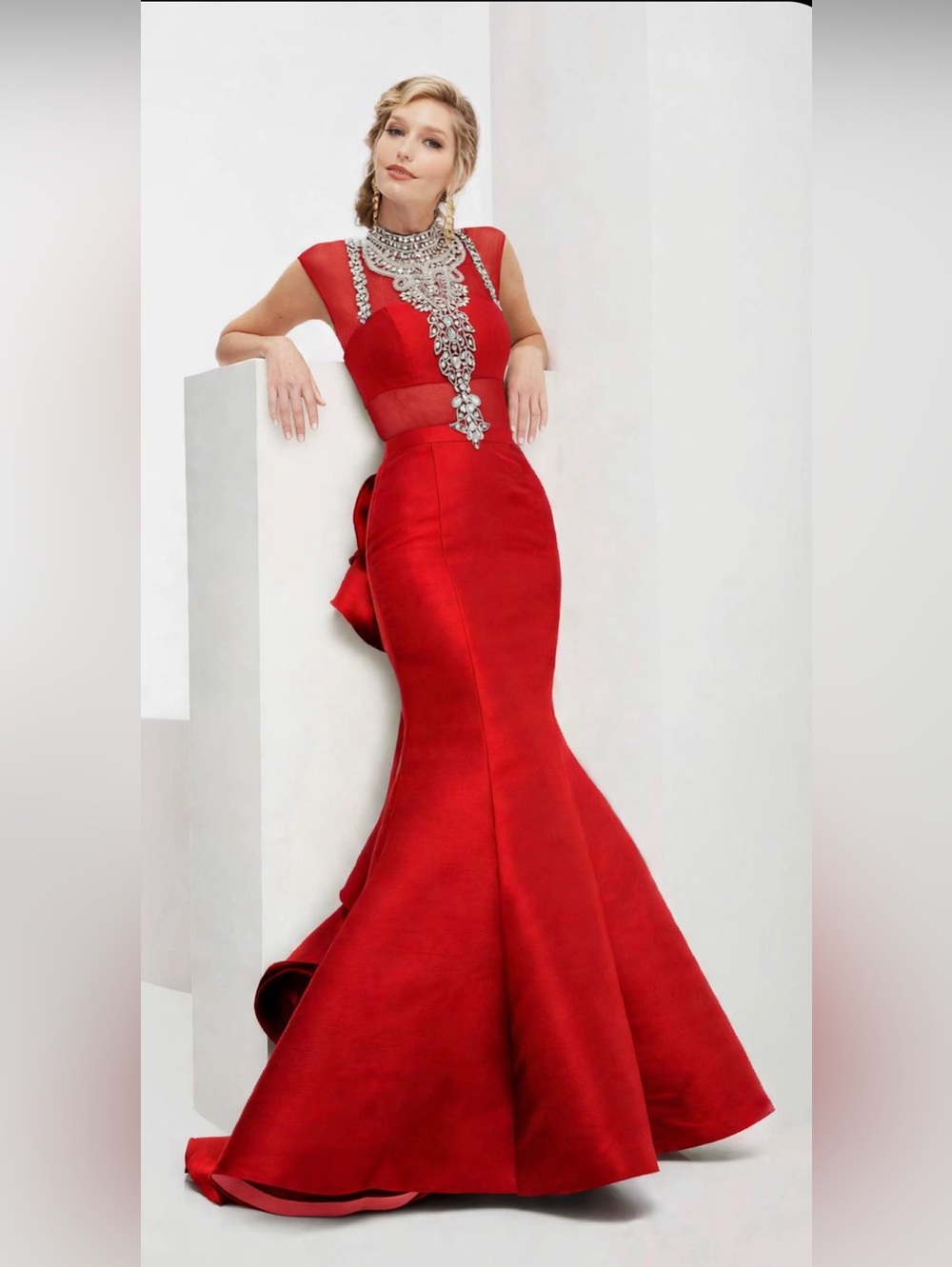 Jasz Couture Red Embellished Mermaid Prom/Pageant Gown